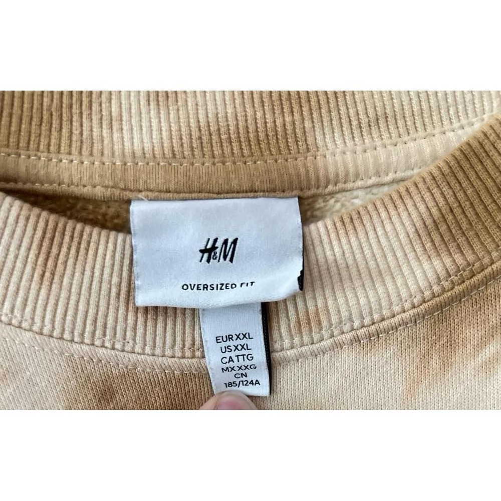 H&M Oversized Fit Sweatshirt Tan Tie Dye XXL - Picture 3 of 4